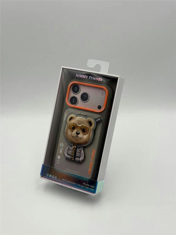 Nimmy Friends Nimmy Cool & Cute 2.0 Bear Case with MagSafe Stand for iPhone 17 Pro Max 6.9" Grey Orange - N-YJKM-CXZJZH-IP17-PRO-MAX-011-A