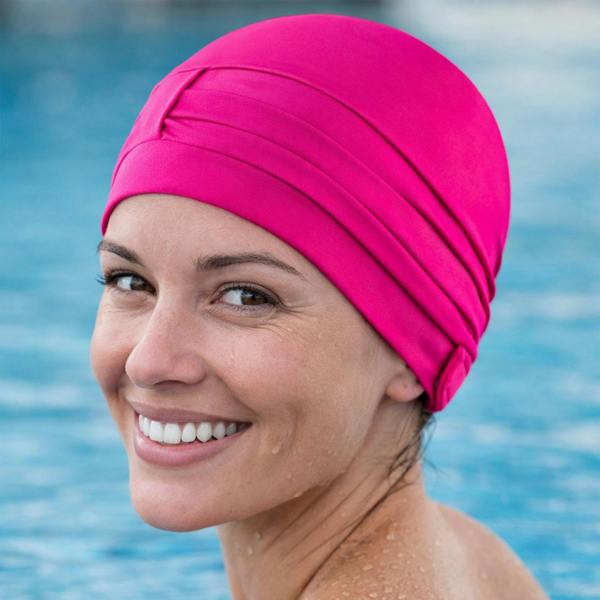Aqua Speed Ladies Comfortable Fabric Swimming Cap | Turban Style Lightweight Swim Cap