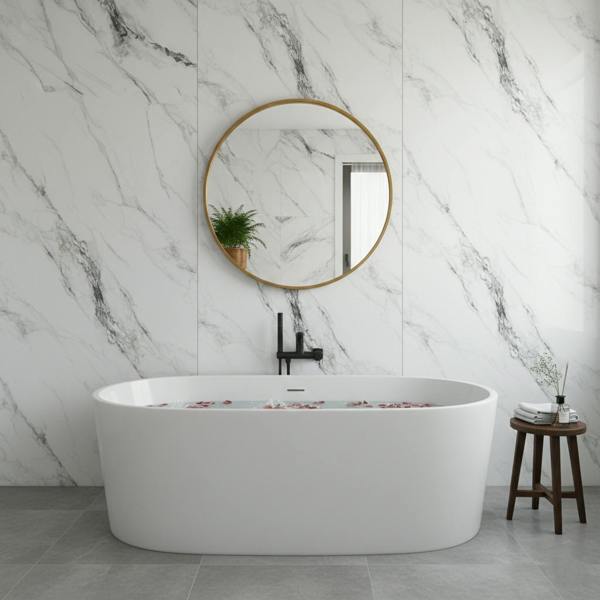 Britwall High Gloss Marble SPC Wall Panels 1220×2440 Seamless 3-Panel Continuity Pack of 3 – Premium High–Gloss Marble