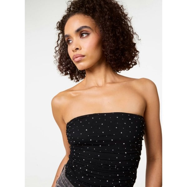 Pink Vanilla Diamante Bandeau Top - Black