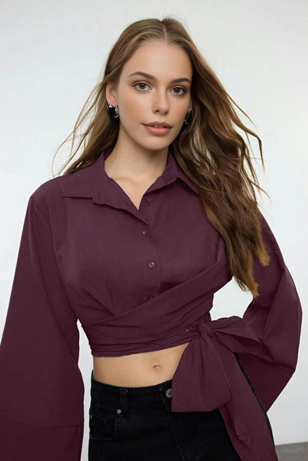 WOVCOR Regular Fit Woven Shirt with Tie Detail