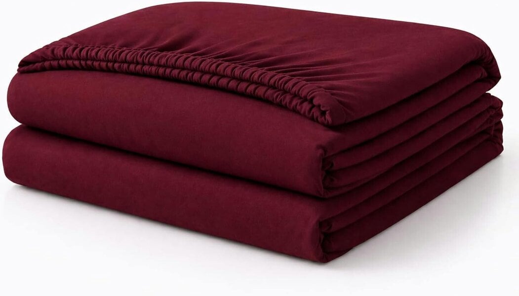 Night Zone Polycotton Fitted Sheet 25cm Deep – Soft Easy Care Elasticated Bedding - Wine