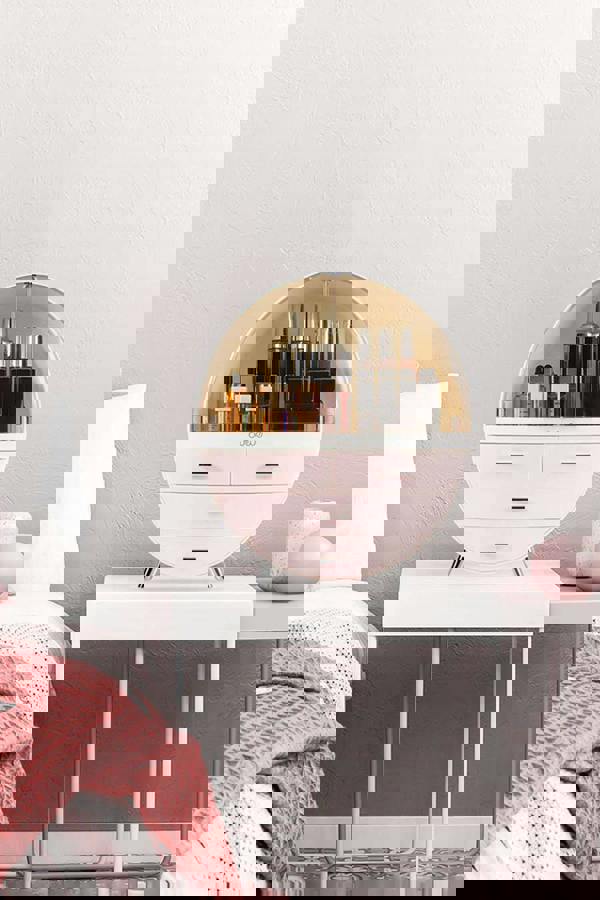 Living and Home 40CM High Round Transparent Cosmetic Display Box With 4 Drawers Storage Box