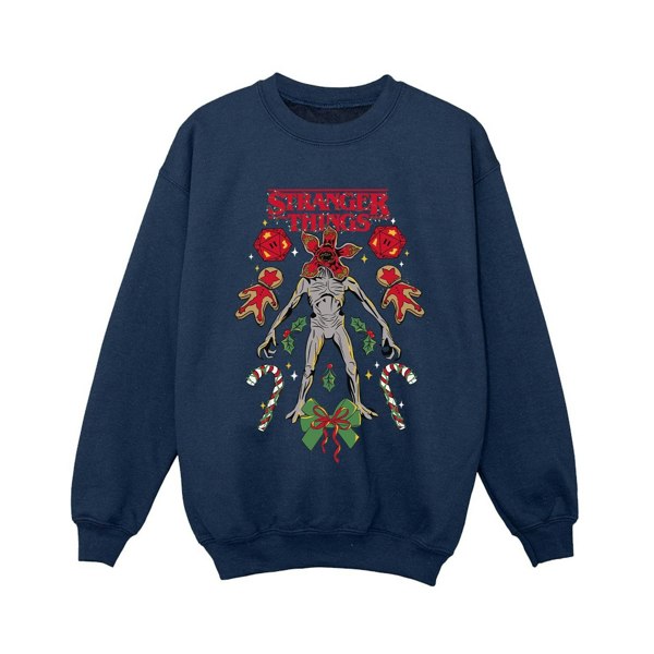 Netflix Boys Stranger Things Christmas Demogorgon Sweatshirt - Navy Blue