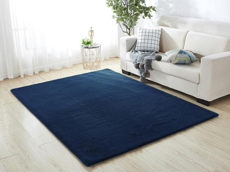 A.Unique Home Luxury Faux Fur Rabbit Rug - 1200GSM - Navy - (160x200cm)