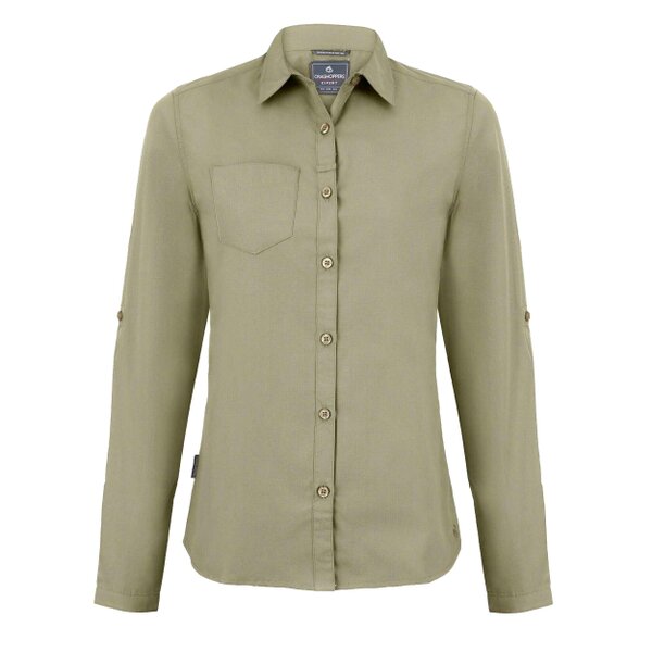 Craghoppers Womens Kiwi Long-Sleeved Shirt - Pebble - Pebble - 65% Polyester/35% Cotton