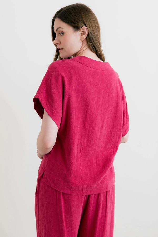 Lily & Me Orchard Linen Blend Shell Top Boysenberry