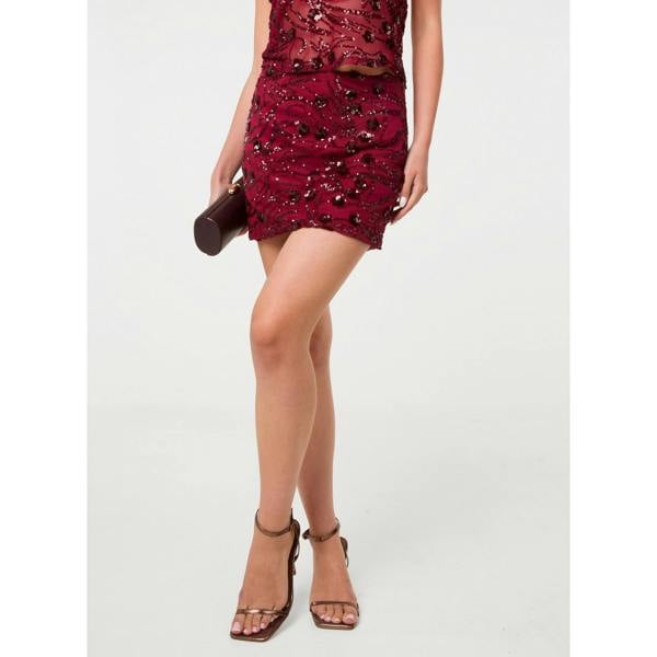 Pink Vanilla Floral Sequin Skirt