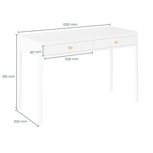 Wyld Haus Paracuru White Wood Grain 2 Drawer Desk
