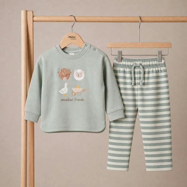 Unisex Green 2 Piece Top And Bottom
