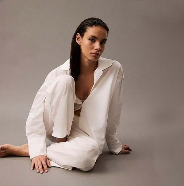 Calvin Klein COTTON POPLIN Womens Pyjama Pants White