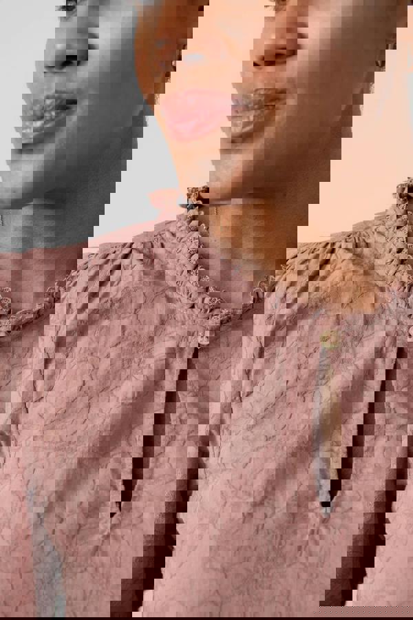 Lily & Me Emily Textured Jacquard Keyhole Blouse Antique Rose