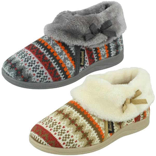 Rose Bank Ladies Rose Bank Memory Foam Aztec Print Bootee Slippers Emily