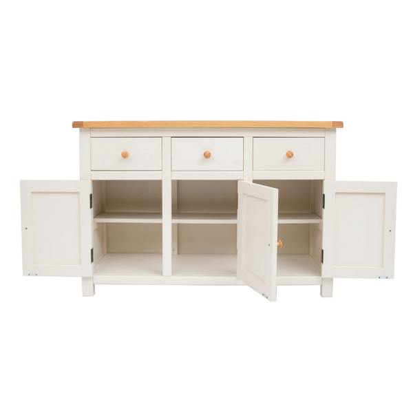 Cabinet Bits Maggiori Off White 3 Drawer 3 Door Sideboard Wood Knob