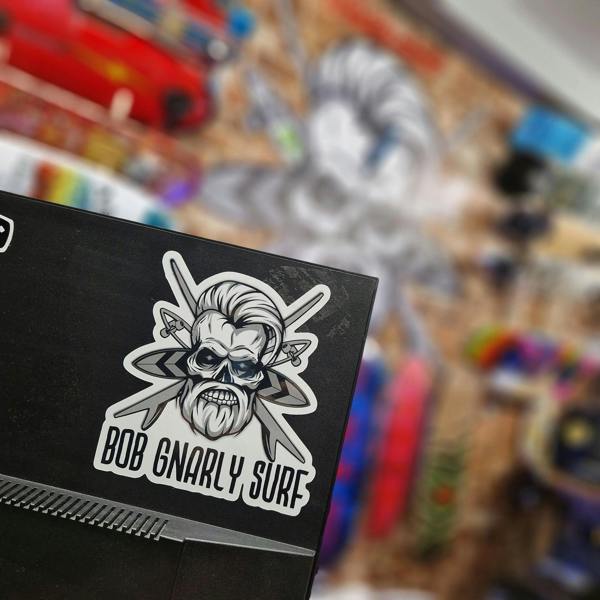 Bob Gnarly Surf Board Sticker