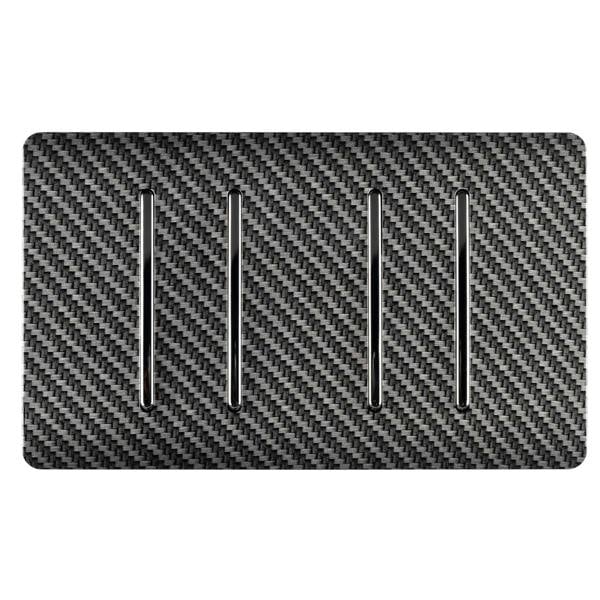 Trendi Switch 4 Gang Light Switch (3x 1 or 2 Way & 1 x Intermediate)in Carbon Fibre