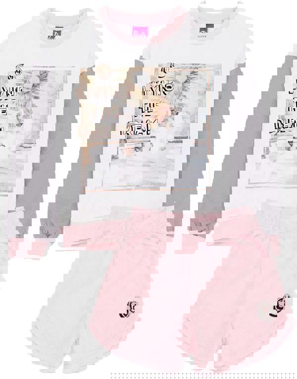 Barbie Girls Pink Barbie Doll Long Sleeve Short Leg Pyjama Set