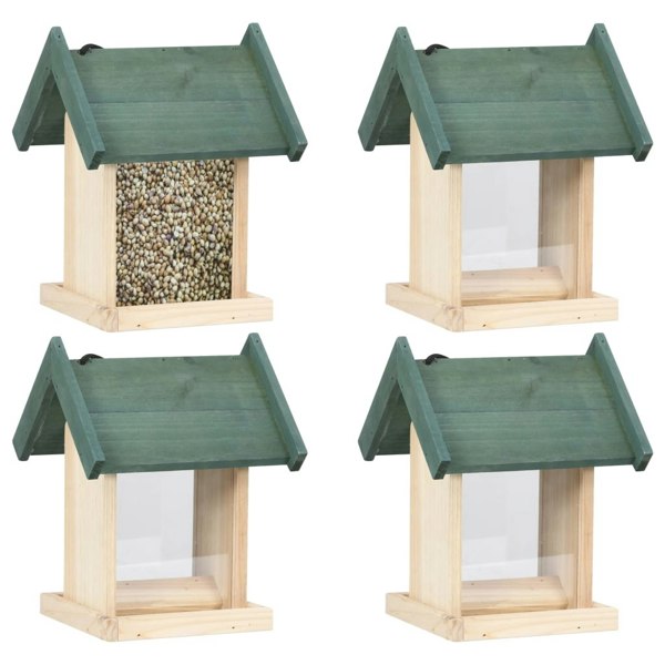 Berkfield Bird Feeders 4 pcs Firwood