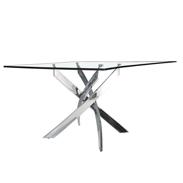 Angel Cerdá Rectangular tempered glass and chrome-plated steel dining table 1061