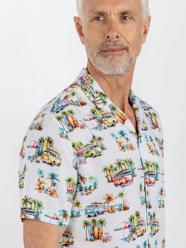 CLSH 2604 WHITE SUMMER BEACH - Claudio Lugli Shirts
