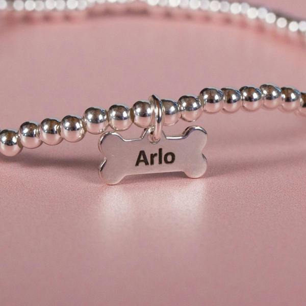 Whippet Silver Ball Bead Bracelet - Personalised - MYLEE London