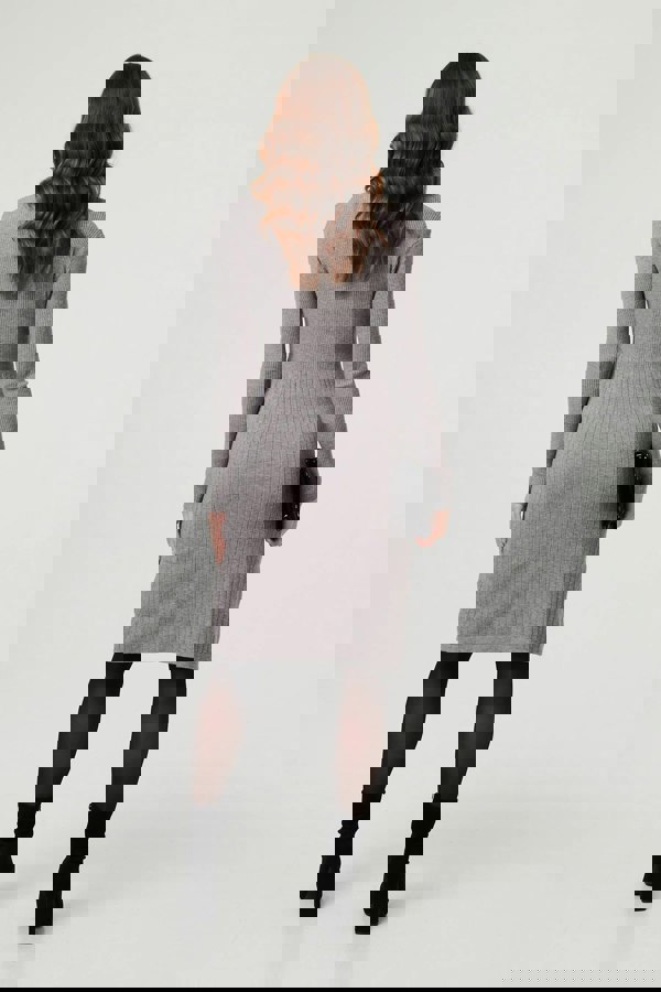 Grey | Textured Knit Bodycon Midi Dress
