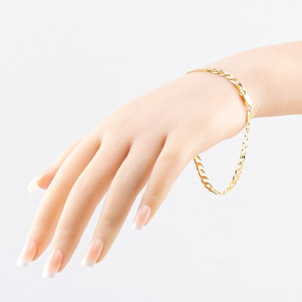 T. H. Baker 9ct Yellow Gold 8.5 Inch Flat Curb Chain Bracelet SUFC-530-9Y-8.5