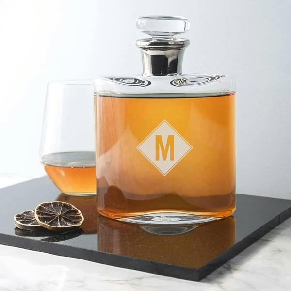 Abode Home & Gifts Personalised Monogrammed Platinum Necked Decanter