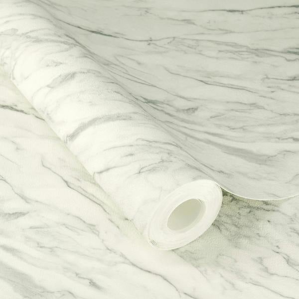 Rasch x Tesa Carrara Marble Self Adhesive Peel and Stick Textured Wallpaper, Grey