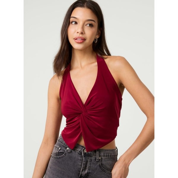 Pink Vanilla Knot Front Halter Top