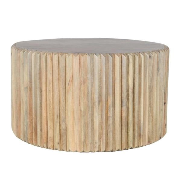 Wyld Haus Arizona Carved Natural Mango Wood Round Coffee Table