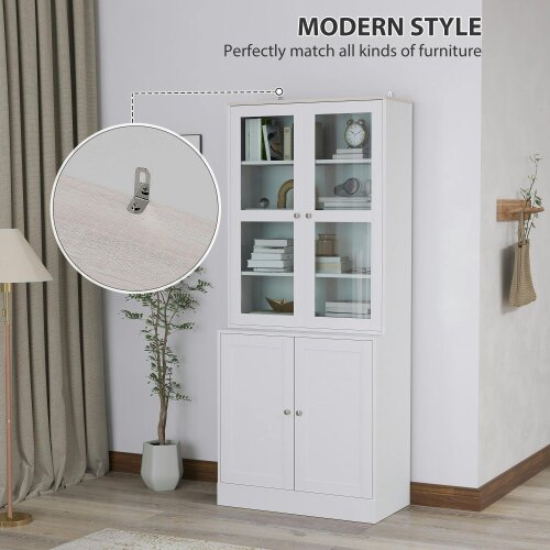 Wyld Haus Salu Wood White Double Compartment Display Storage Cabinet