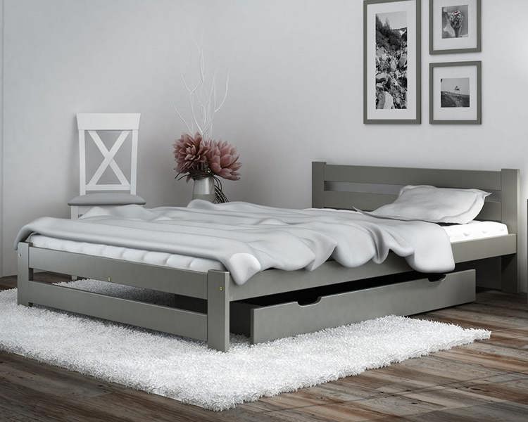 Mission TM Xiamen Pine Bed - White/Grey, 4 Sizes