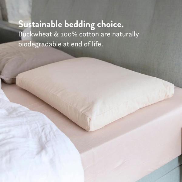 Putnams Organic Buckwheat Hull Pillow - Adjustable Natural Support - 100% Cotton Cover
