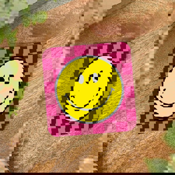 Love Frankie Checkerboard Coasters Smiley Face Coasters - Raspberry Ripple