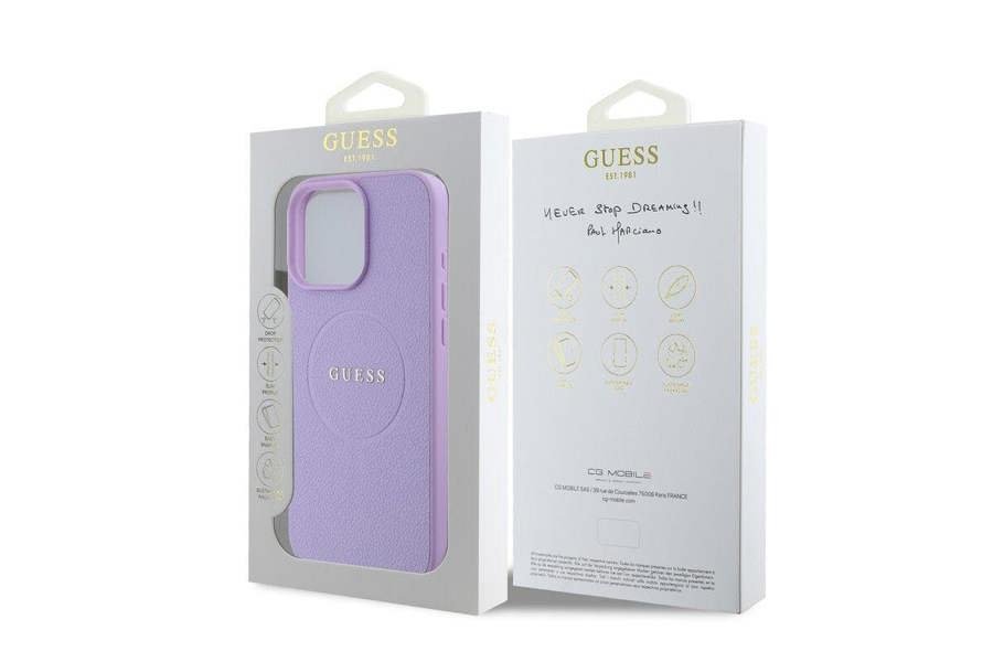 Guess PU Grained Classic Logo Case with MagSafe for iPhone 16 Pro 6.3" Purple - GUHMP16LPGHSMMU