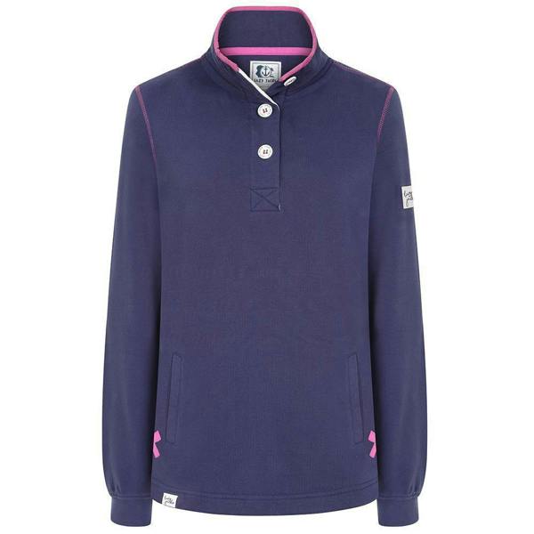Lazy Jacks Womens/Ladies Button Neck Sweatshirt - Twilight - 