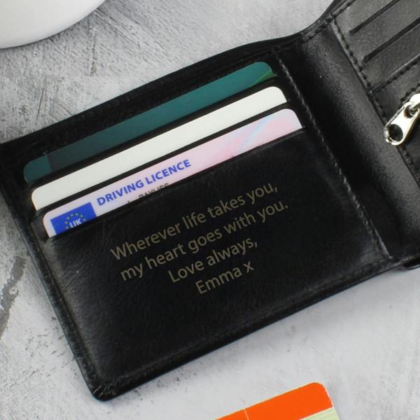 Abode Home & Gifts Personalised Black Leather Wallet