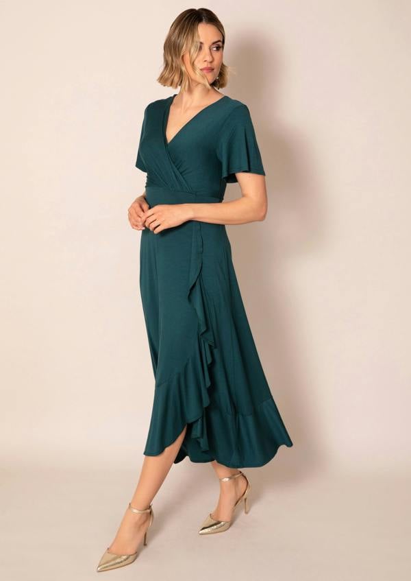 Alie Street London Waterfall Dress Petite (Pine Green)