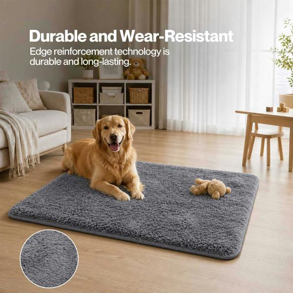 Marlow Rug Fluffy Soft Pile Carpet Non Slip Anti Shedding for Living Room Grey