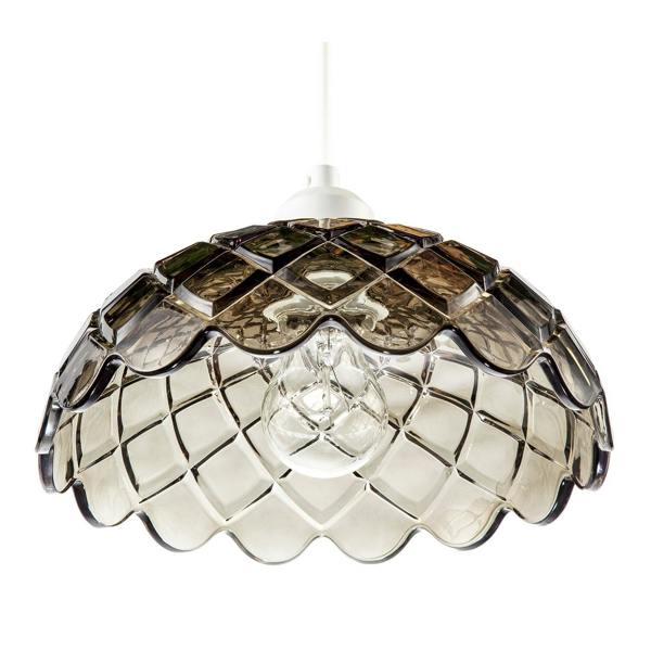 Smoked Grey Pendant Lighting Shade with Scalloped Edge Silhouette Image 5