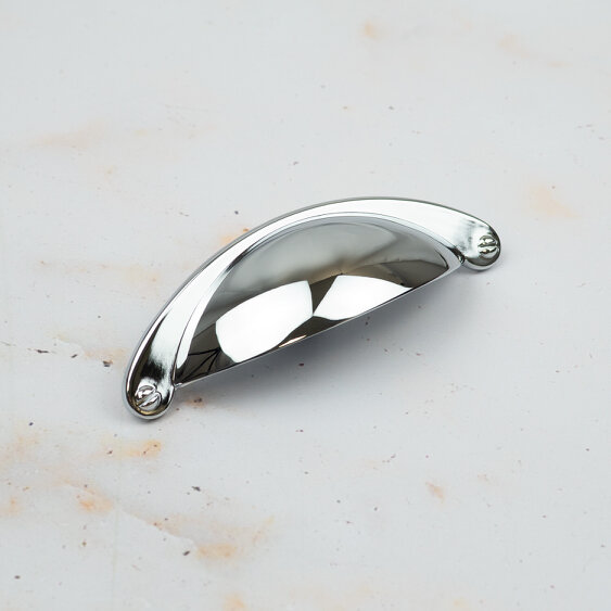 Handle & Home Polished Chrome Knob and Coordinating Cup Handle - 64mm Handle