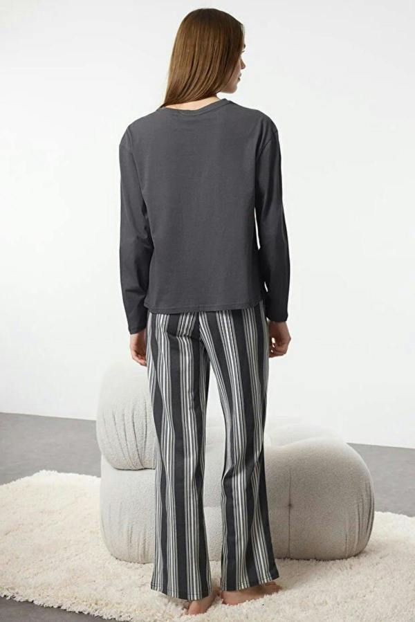 WOVCOR 2-Piece Cotton Striped Knit Pajama Set