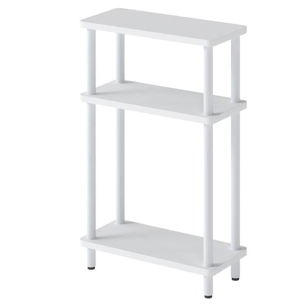 Levede Slim Side Table 3 Tier Narrow Sofa End Table Bedside Storage Stand White