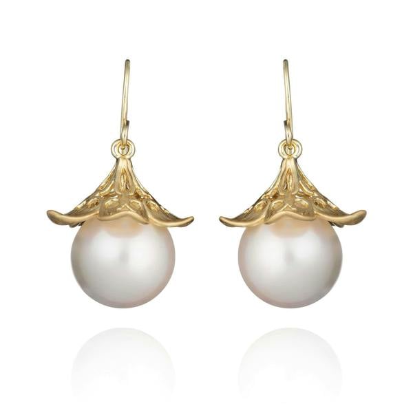 Large Gold Plated Pearl Earrings for Women - namana.london