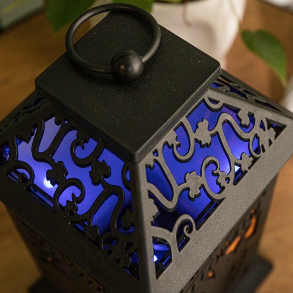 Samuel Alexander 29cm Battery Operated Black Light up Happy Halloween Lantern Decoration with Multi-Coloured LEDs