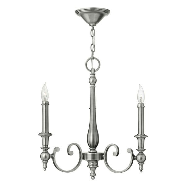3 Bulb Chandelier Hanging Pendant LIght Antique Nickel LED E14 60W Bulb Loops