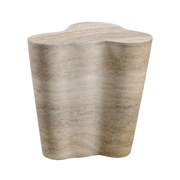 Furniture Edit Slab Faux Travertine Short Side Table