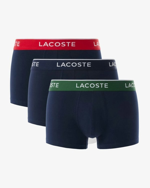 Lacoste 3-Pack Mens Trunks - Navy Blue/Green-Red-Navy HY0