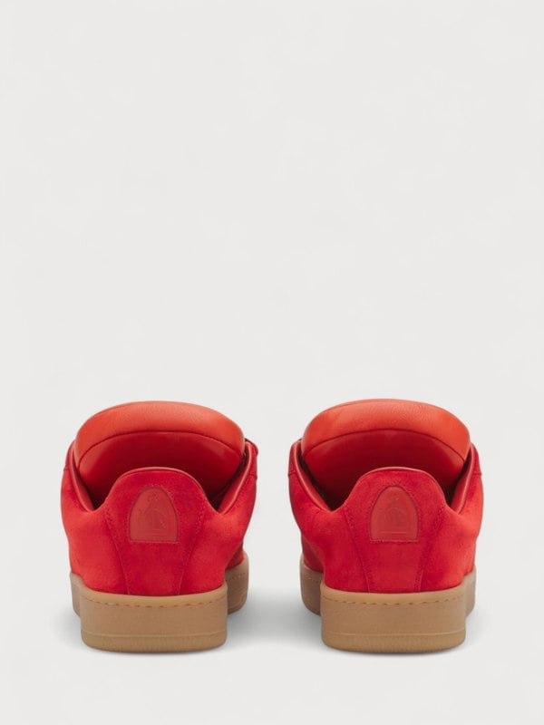 Lanvin X Future Hyper Curb Sneakers Leather Suede Red